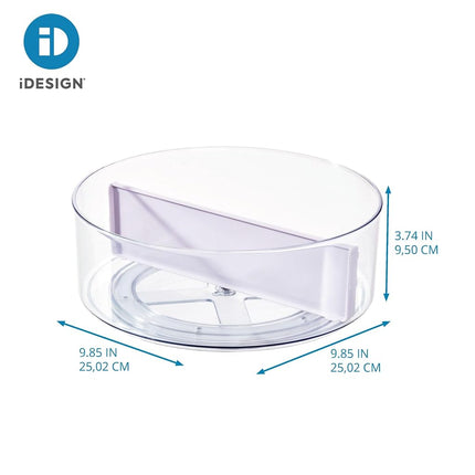 iDesign Lazy Susan, Rotatable Kitchen Organiser with Removable Divider, Storage Kitchen Accessories, Made of Recycled Plastic, Transparent and Purple