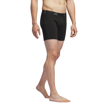 adidas Performance Stretch Cotton Boxer Brief U Men's Underwear (Pack of 3), Black and Onyx Grey, S