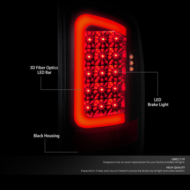 DNA MOTORING TL-DRAM07-LED-RD3D-BK-SM Phare arrière LED 3D côté conducteur et passager [Compatible avec Dodge Ram 1500 2500 3500 02-06]