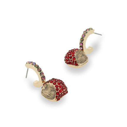 Betsey Johnson Boucles d'oreilles créoles pomme femme, Taille unique, Métal Verre, Sans pierre précieuse