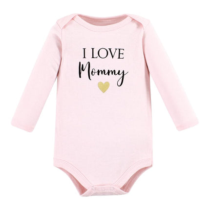 Hudson Baby unisex-baby Cotton Long-sleeve Bodysuits, Girl Mommy, 12-18 Months