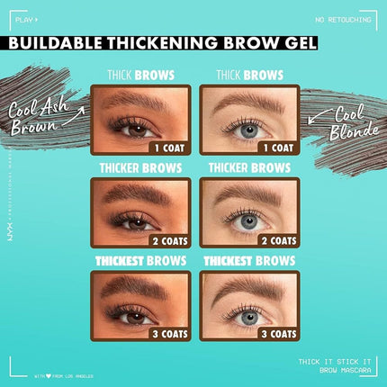 NYX Professional Makeup, Brow Mascara, Thickening and Taming, Thick It Stick It, 19 g