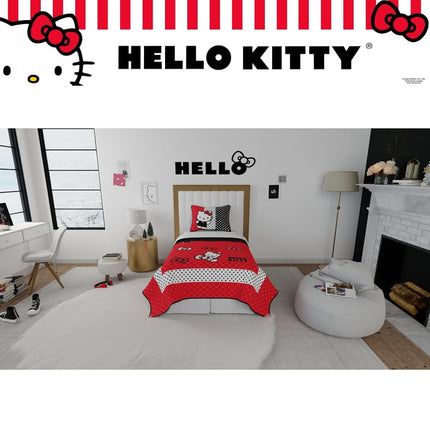 Franco Sanrio Hello Kitty Kids Bedding Super Soft Cozy 2 Piece Twin Coverlet Quilt and Sham Set, (Officially Licensed Product)