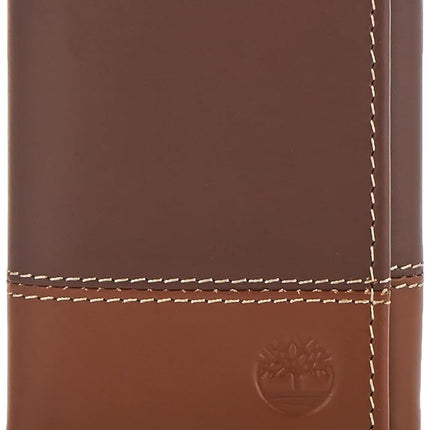 Billetera Trifold de Cuero para Hombre Timberland con Ventana de Identificación, Marrón/Canela, Talla Única