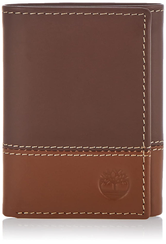 Timberland Men's Leather Trifold Wallet with Id Wi