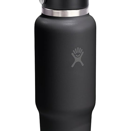 Hydro Flask Travel Water Bottle - Insulated Stainless Steel - Wide Straw Lid, Non Spill, Leakproof in 40 Oz Tonal Black