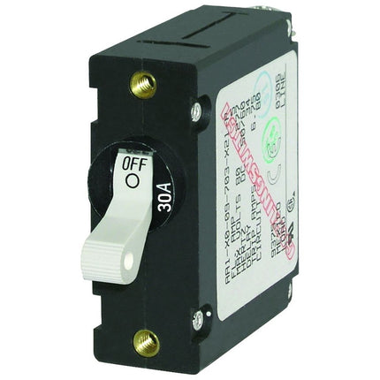 Blue Sea Systems 7222 A-Series White Toggle Circuit Breaker, Single Pole, 30A