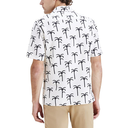 Dockers Men's Regular Fit Short Sleeve Camp Collar Shirt, (New) Egret Cream - Palma Real Print (Seersucker), XXL