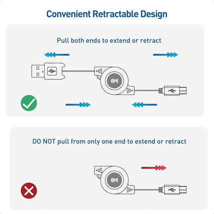 Cable Matters (2-Pack) Gold-Plated Retractable USB to Micro-USB Charge & Sync Cable � 2.5 Feet