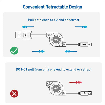 Cable Matters (paquete de 2) Cable retráctil de carga y sincronización USB a micro-USB chapado en oro, 76,2 cm