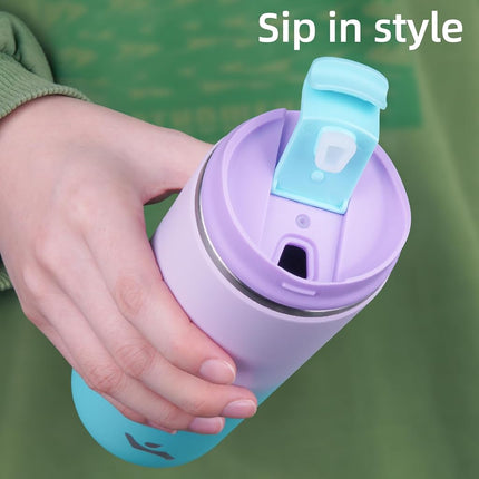Konokyo Tumbler with Lid, 12 oz Travel Coffee Mug Double Wall Vacuum Stainless Steel Thermal Metal Cup Insulated Water Bottle,Lavender Green