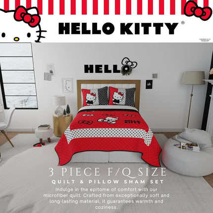 Franco Kids Quilt Set, Microfiber, Hello Kitty, Full/Queen