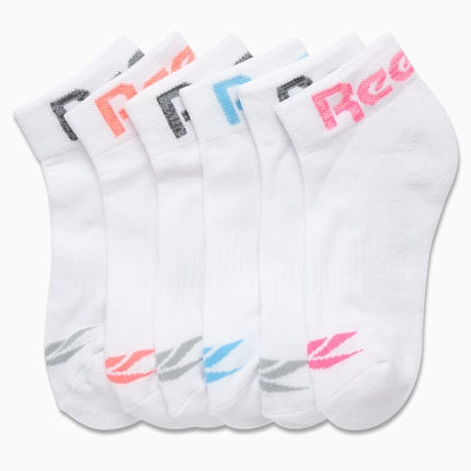 Reebok Women's Comfort Cushioned Athletic Quarter Cut Socks (6 Pack), White Marl, 3.5-9 UK