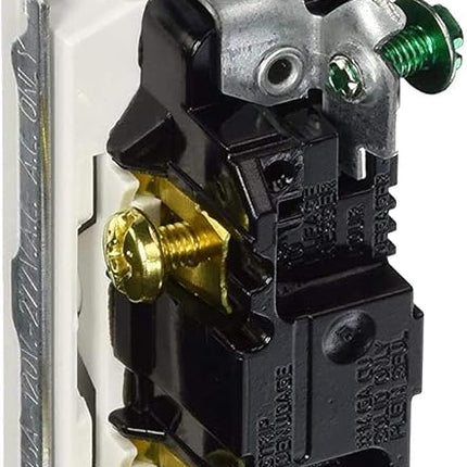 Leviton 15 Amp, 120/277 Volt, Decora Rocker Single-Pole AC Quiet Switch, Residential Grade, Grounding, 5601-2W, White