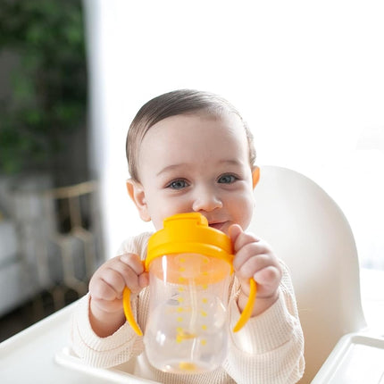 Dr. Brown's Milestones Baby's First Straw Cup, Training Cup with Weighted Straw, 9oz/270mL, Dark Blue/Vintage Yellow, BPA Free, 6m+, 2 Pack
