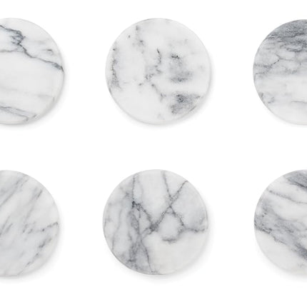 Fox Run 48749 Natural White Polished Marble Stone Coasters, Set of 6