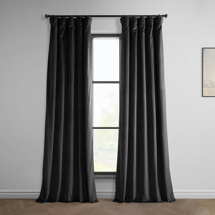 HPD Drapes Heritage Velvet Plush Curtains 108 Drop Blackout Curtains Bedroom Living Room 50 x 108 Inch 1 Panel Black
