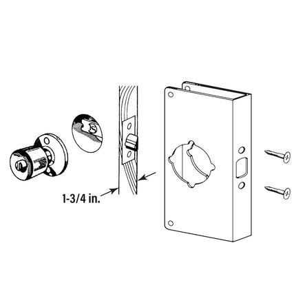 Prime-Line Products U 9548 1-3/4-Inch Thick by 2-3/8-Inch Backset 2-1/8-Inch Bore Non-Recessed Door Rein Forcer, Brass