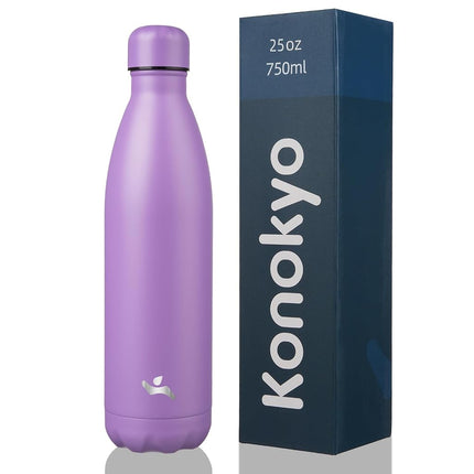 Konokyo Insulated Water Bottles,25oz Double Wall Stainless Steel Vacumm Metal Flask for Sports Travel,Lavender