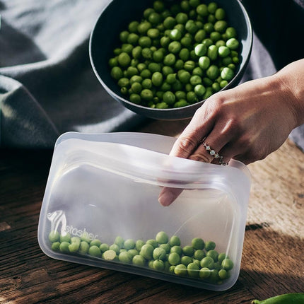 Stasher Platinum Silicone Food Grade Reusable Storage Bag, Clear (Bundle 4-Pack Large) | Reduce Single-Use Plastic | Cook, Store, Sous Vide, or Freeze | Leakproof, Dishwasher-Safe, Eco-friendly
