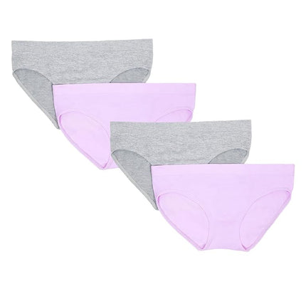Fruit of the Loom Girls' Stretch Seamless Bikini Briefs, Stellar Orchid/Grey Heather, Large