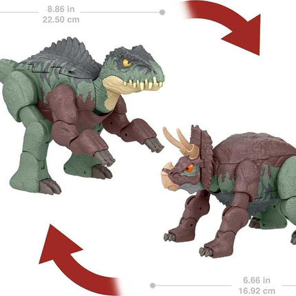 Jurassic World Transforming Dinosaur Toy, Giganotosaurus to Nasutoceratops, Massive Stretch Fierce Changers 16-Step 2 in 1 Figure
