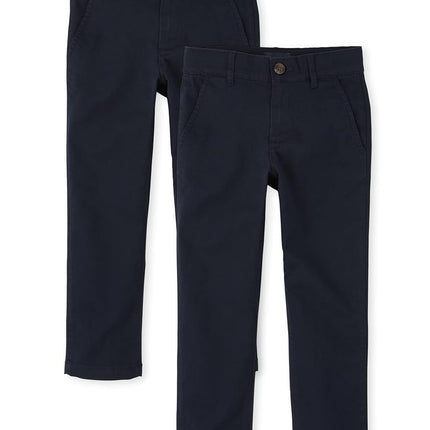 The Children's Place Boys Stretch Skinny Chino Pants, New Navy 2-Pack, 12 Husky