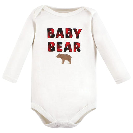 Hudson Baby Lot de 3 bodies en coton à manches longues pour bébé garçon, motif ourson brun, 6-9 mois