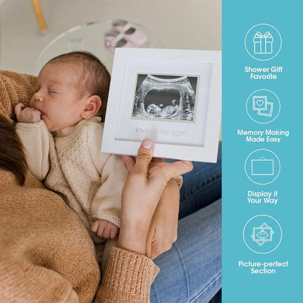 Pearhead Love at First Sight Sonogram Picture Frame, Gender Neutral Ultrasound Keepsake, Ideal Pregnancy Gift, Baby Shower and Nursery Decor, White