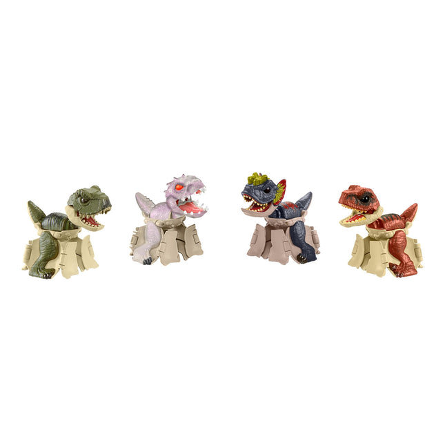 Jurassic World 4-Pack Egg to Dinosaur Transforming Toys, Hidden Hatchers Figures, 8 Step Dino Changing 2 in 1 Toys, HTP69