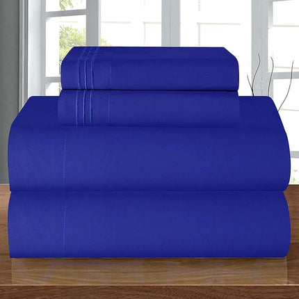 Elegant Comfort Luxury 1500 Premium Hotel Quality Microfiber 4-Piece Sheet Set - Wrinkle Resistant, All Around Elastic Fitted Sheet, Deep Pocket up to 16", California King, Royal Blue