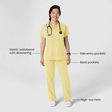 WonderWink Women's Stovepipe High-Low Hem Scrub Pant, Sunshine Yellow, Small