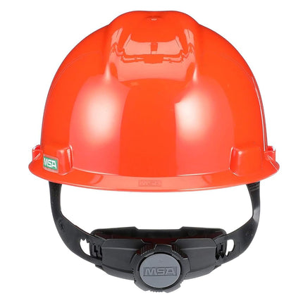 MSA 475361 V-Gard Cap Style Safety Hard Hat With Fas-Trac III Ratchet Suspension | Polyethylene Shell, Superior Impact Protection, Self Adjusting Crown-Straps Standard Size in Orange