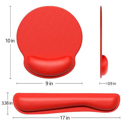 Dapesuom Keyboard Wrist Rest and Mouse Pad with Wrist Support, Cute Memory Foam Cushion for Keyboard and Mouse Set, Ergonomic Desktop Pad Rests with Non Slip Base for Easy Typing & Pain Relief, Red