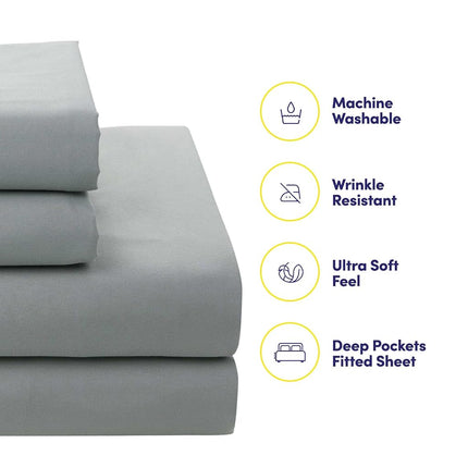 Sweet Home Collection Ensemble de Couette 7 Pièces avec Sac Couleur Unie Toutes Saisons Couverture Douce Alternative au Duvet et Draps de Lit Luxueux en Microfibre, Florence, King