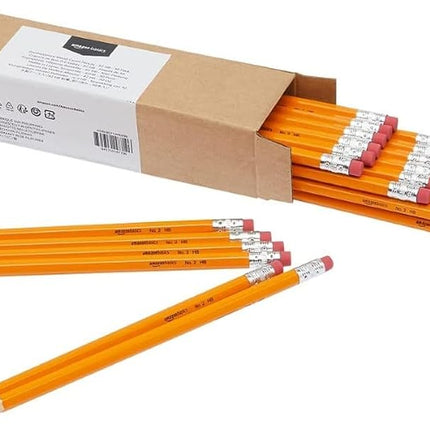 Amazon Basics Wood Cased Graphite #2 HB Pencils, presharpened, no smudge eraser tip, school, Pack of 30