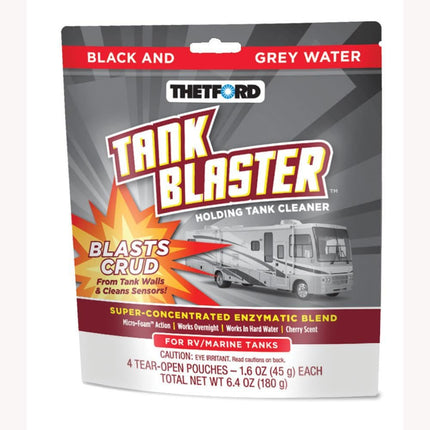 Thetford Tank Blaster - Level Sensor Cleaner - Black & Grey Waste Water Holding Tanks & Portable Tanks Cleaner - 4 x 1.6 oz Packets Thetford - 96527,White