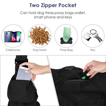 SlowTon Pet Sling Carrier, Comfortable Hard Bottom Support Small Dog Papoose Sling Adjustable Padded Shoulder Strap Hand Free Puppy Cat Carry Bag with Drawstring Opening Zipper Pocket Safety Belt