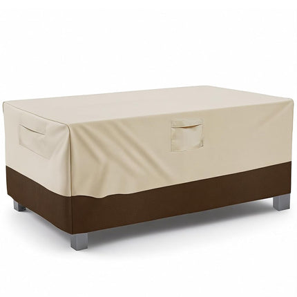 Vailge Veranda Rectangular/Oval Patio Table Cover, Heavy Duty and Waterproof Outdoor Lawn Patio Furniture Covers, X-Large Beige & Brown