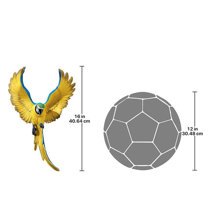 Design Toscano Flapping Macaw Bird Tropical Decor Wall Sculpture, 40.5 cm, Polyresin, Full Colour