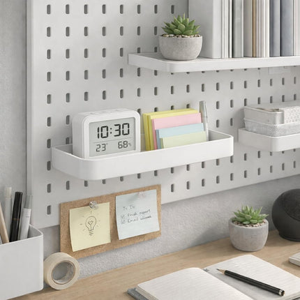Chris.W 2Pack Pegboard Trays Pegboard Shelf White Pegboard Bins Pegboard Box Pegboard Spice Holder(11"x 3.5"x 1.2")- Compatible with IKEA Skadis Pegboard