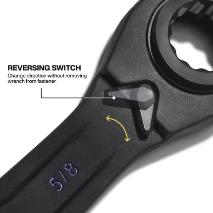 Klein Tools 68215 4-in-1 Ratcheting Wrench, Box Wrench, SAE Hex Sizes 1/2, 9/16, 5/8, 3/4-Inch, 90-Tooth Ratchet, Pass-Through Design