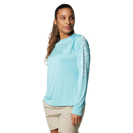 Columbia womens Tidal Tee Ii Long Sleeve, Clear Blue/White Logo, XXL