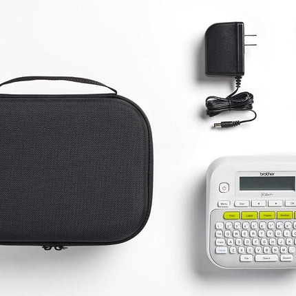 Brother PT-D210SV Label Maker Bonus Bundle Comes with a Protective Carrying case, an Adapter, and Two Sample Genuine TZe Label Tapes for Added Value.