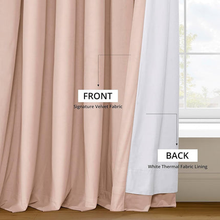 HPD Half Price Drapes Signature Velvet Thermal Blackout Curtains for Living Room 120 Inch Long (1 Panel) Rod Pocket Insulated Blackout Curtains for Bedroom Window Curtains, 50W x 120L, Rosey Dawn