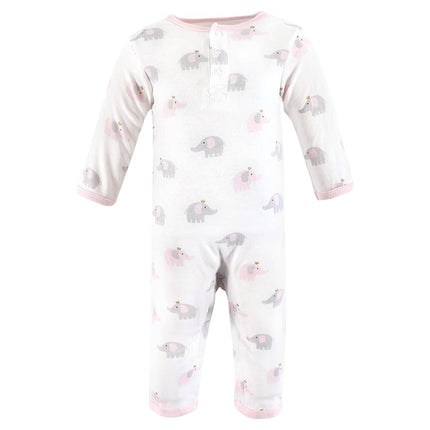 Hudson Baby Monos de Algodón para Bebés, Elefante Rosa Gris, 9-12 Meses