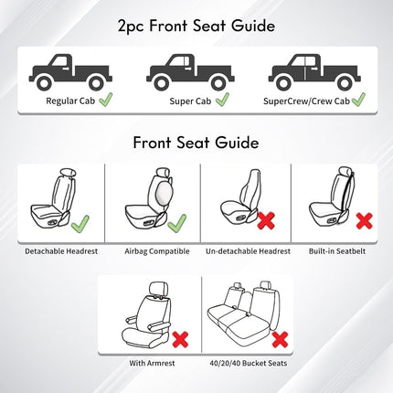 Huidasource Custom Fit Ford F150 Seat Covers Waterproof Fit for 2015-2025 F150 SuperCrew & 2017-2025 F250 F350 F450 Super Duty Crew Cab Pickup XL XLT Lariat King Ranch Platinum(Front Pair/Black&Red)