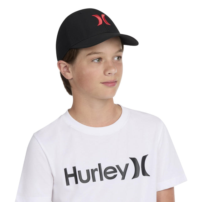 Gorra de béisbol Hurley H20-dri para niños, Negro/Rojo, Talla única