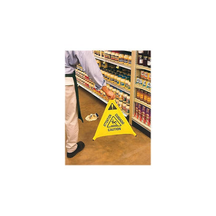 Rubbermaid Commercial Products Wet Floor Pop-Up Safety Cone | Collapsible 4 Sided Plastic Warning Sign | 76 cm, Yellow
