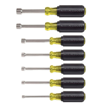 KLEIN TOOLS 7-Piece Nut Driver Set - Tool Set - Adults - 3/16, 1/4, 5/16, 11/32, 3/8, 7/16, 1/2 Inch Nut Drivers